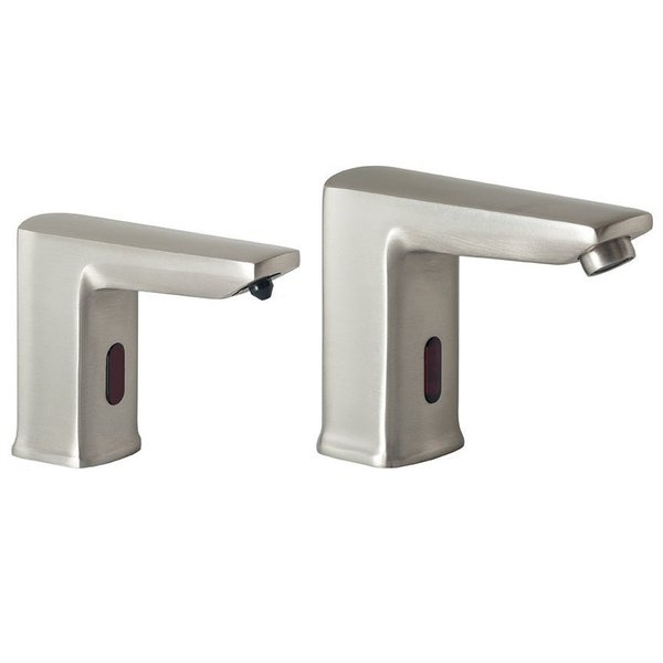 Macfaucets MP22 Matching Pair Of Faucet And Soap Dispenser, Satin Nickel MP22 SN